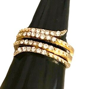 New 9k Gold White Sapphire String Wrapped Boho Elegant Band Ring Comfortable